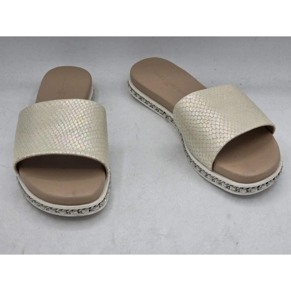 Karl Lagerfeld Paris Women's Billisnake Slide Sandal Slip on iridescent Sz 7.5 M